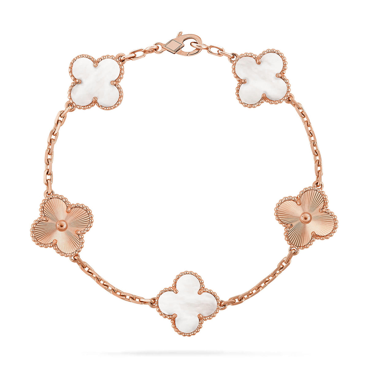 [Vintora]CLOVER WHITE PEARL MOP 5 MOTIF BRACELET COLLECTION