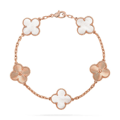 [Vintora]CLOVER WHITE PEARL MOP 5 MOTIF BRACELET COLLECTION