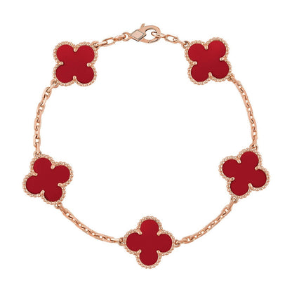 [Vintora] CLOVER 5 MOTIF RED CORNELIAN BRACELET COLLECTION