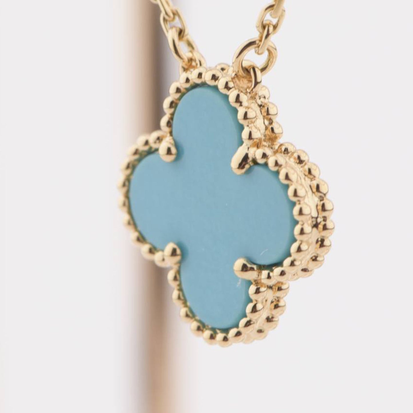 [Vintora]CLOVER 15MM VINTAGE TURQUOISE NECKLACE
