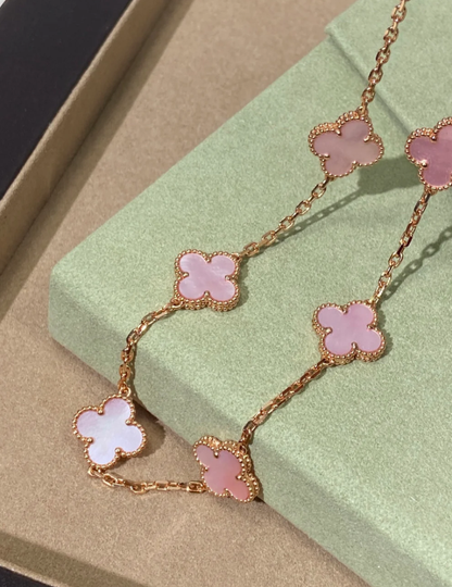 [Vintora Jewellery] Pink Necklace with Ten Clover Designs