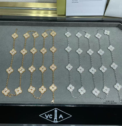 [Vintora]CLOVER 20 MOTIFS FULL-DIAMOND NECKLACE