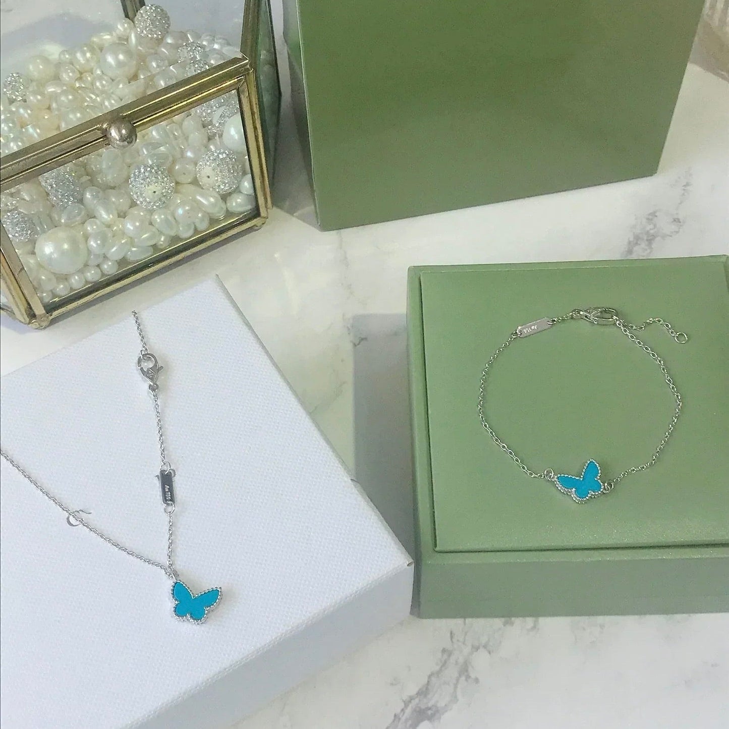 [Vintora]BUTTERFLY TURQUOISE BUTTERFLY BRACELET SILVER