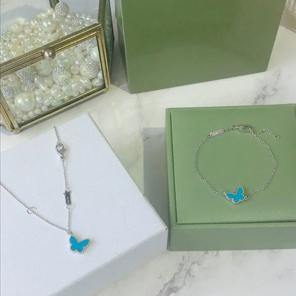 [Vintora]BUTTERFLY TURQUOISE BUTTERFLY BRACELET SILVER