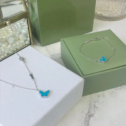 [Vintora]BUTTERFLY TURQUOISE BUTTERFLY BRACELET SILVER