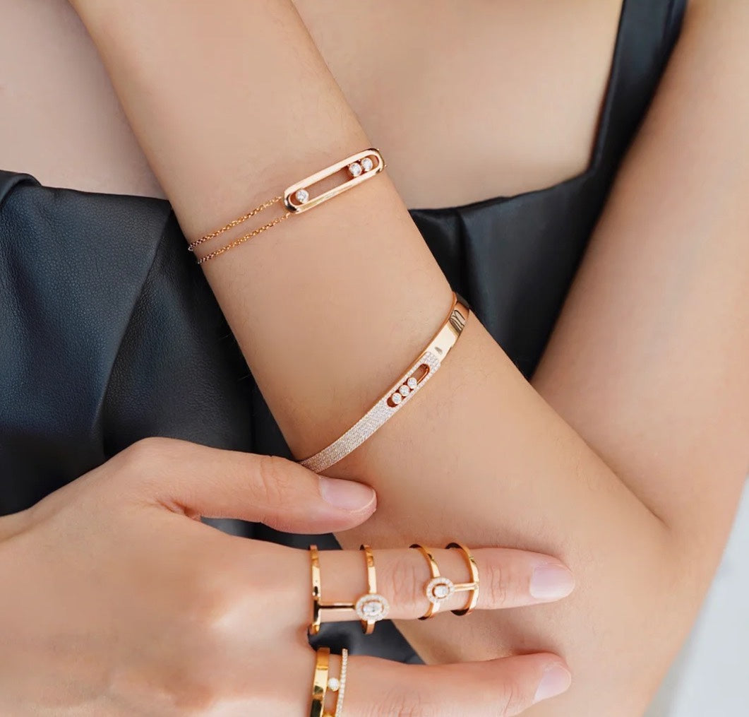 [Vintora]Move Noa Rose Gold Pavé Diamond Bangle Bracelet