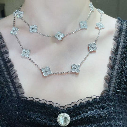 [Vintora]CLOVER 20 MOTIFS FULL-DIAMOND NECKLACE