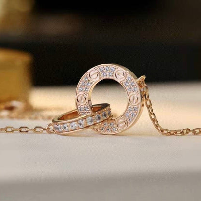 [Vintora]LOVE 7.6MM NECKLACE Vintora GOLD AND SILVER  FULL DIAMOND