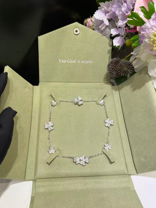 [Vintora Jewelry]CLOVER 10 MOTIFS  FULL DIAMOND NECKLACE