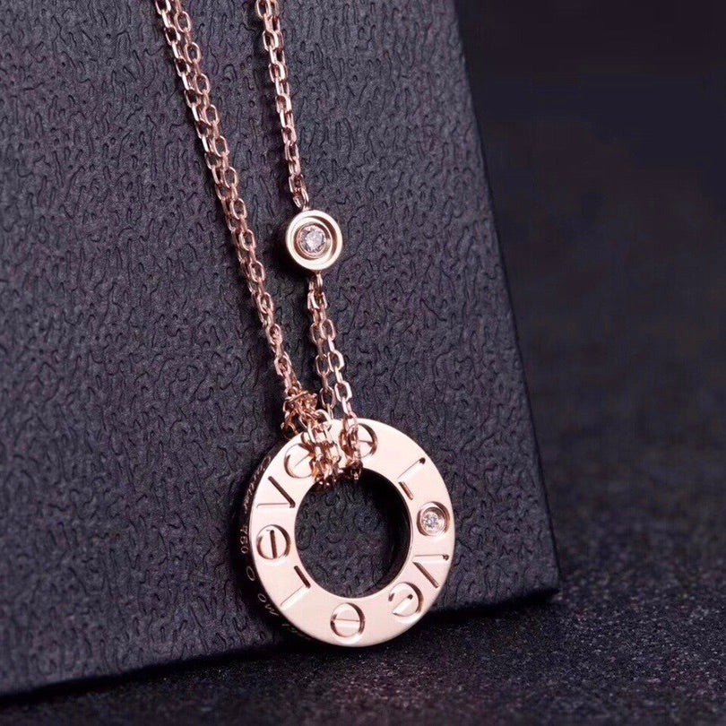 [Vintora]LOVE NECKLACE 16MM 2 DIAMONDS