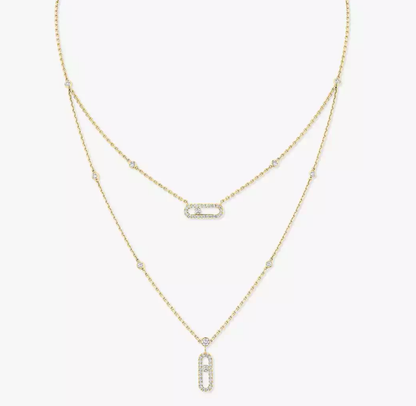 [Vintora]MS Double-Circle Full-Diamond Necklace
