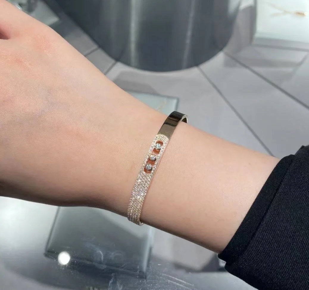 [Vintora]Move Noa Rose Gold Pavé Diamond Bangle Bracelet