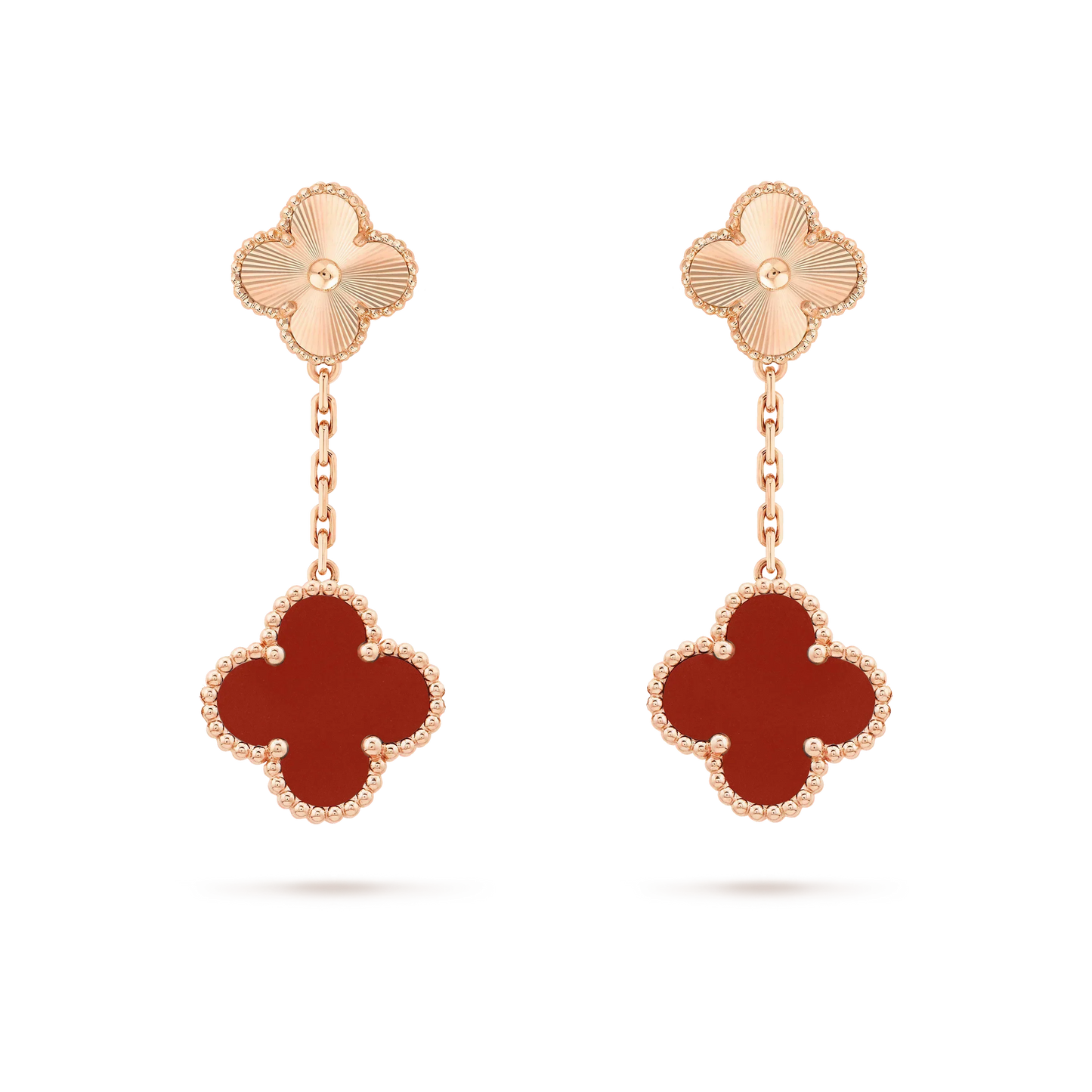 [Vintora]CLOVER 2 MOTIF  LASER CARNELIAN EARRINGS