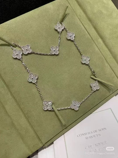 [Vintora Jewelry]CLOVER 10 MOTIFS  FULL DIAMOND NECKLACE