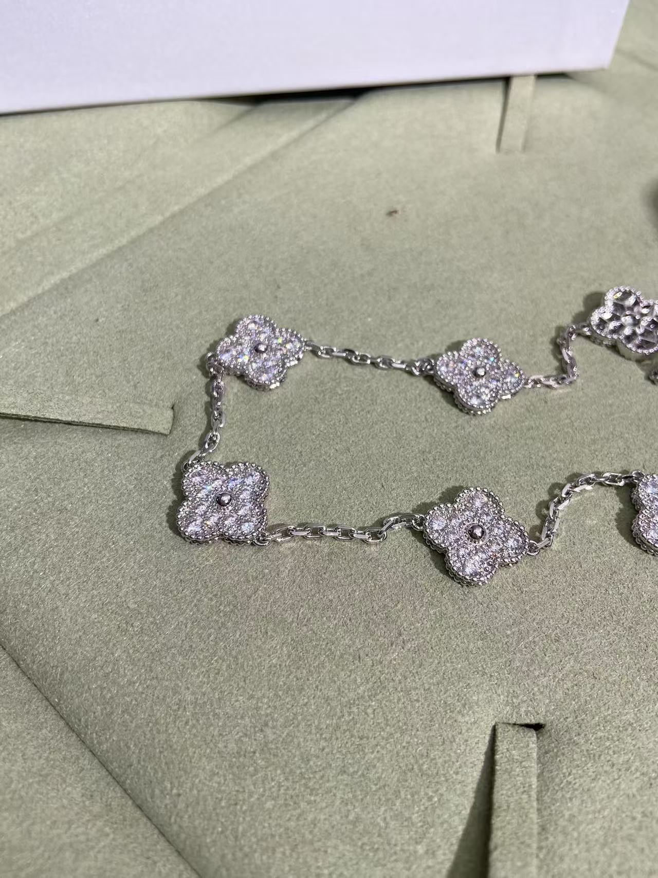 [Vintora Jewelry]CLOVER 10 MOTIFS  FULL DIAMOND NECKLACE