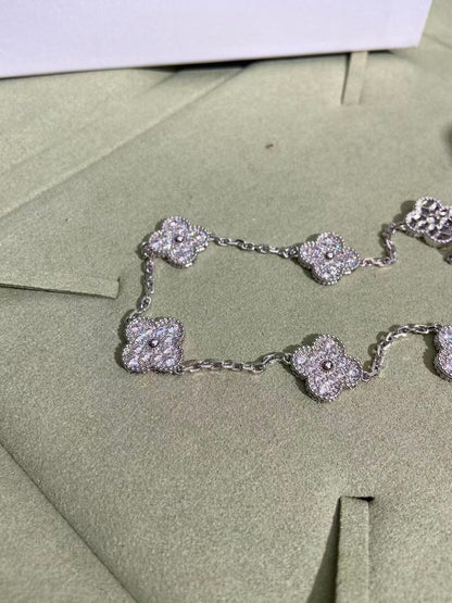 [Vintora Jewelry]CLOVER 10 MOTIFS  FULL DIAMOND NECKLACE