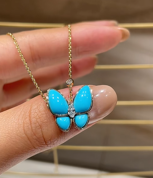 [Vintora]Turquoise Butterfly Gold Necklace