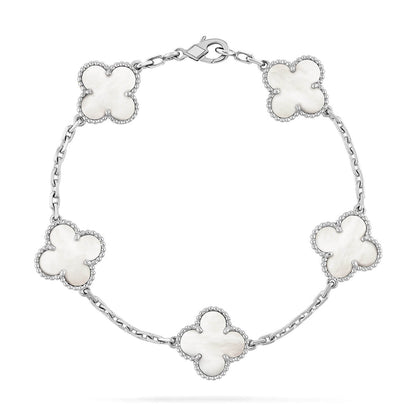 [Vintora]CLOVER WHITE PEARL MOP 5 MOTIF BRACELET COLLECTION