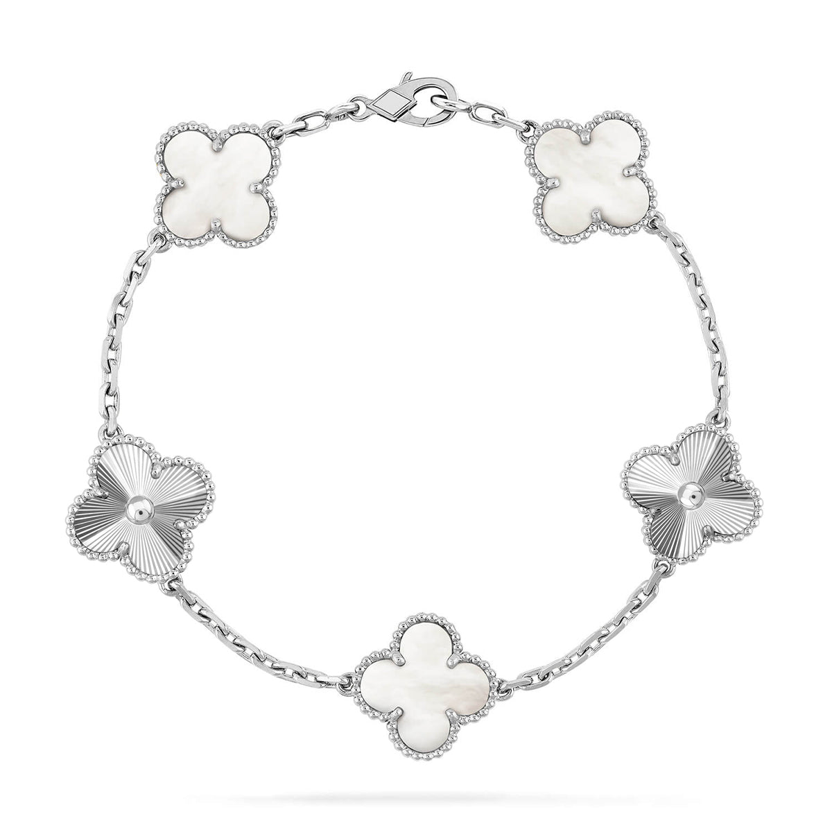 [Vintora]CLOVER WHITE PEARL MOP 5 MOTIF BRACELET COLLECTION