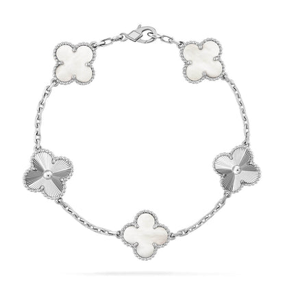 [Vintora]CLOVER WHITE PEARL MOP 5 MOTIF BRACELET COLLECTION