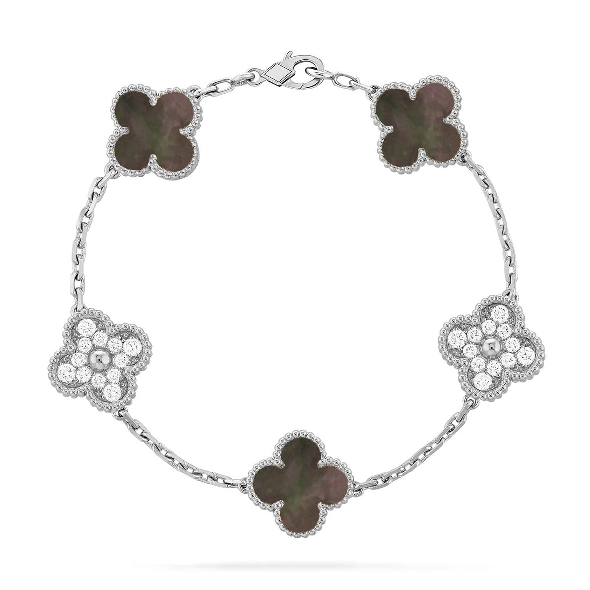 [Vintora] CLOVER 5 MOTIF GRAY MOP BRACELET COLLECTION