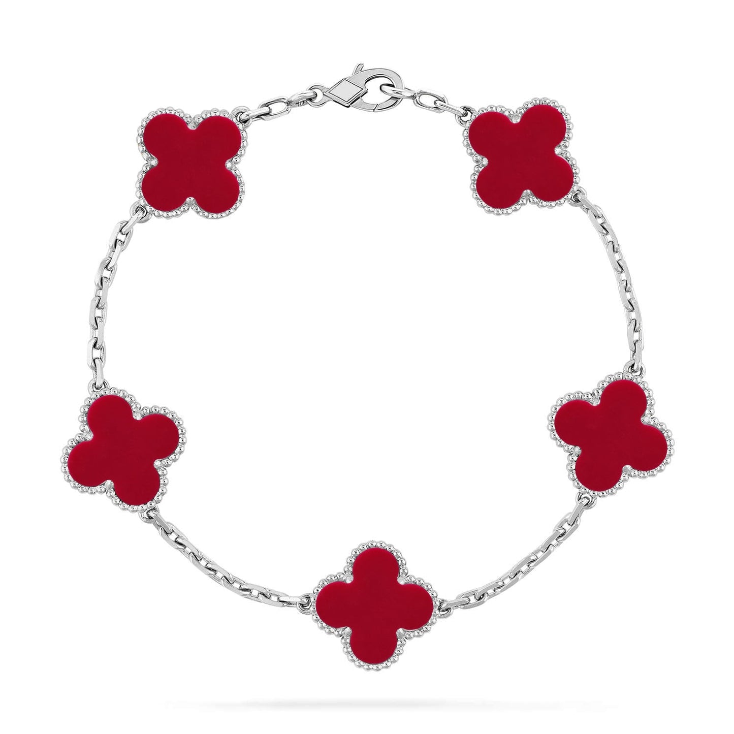 [Vintora] CLOVER 5 MOTIF RED CORNELIAN BRACELET COLLECTION
