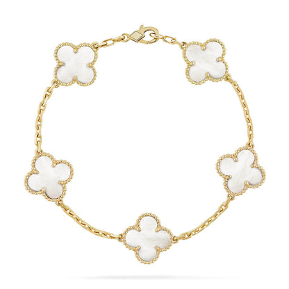 [Vintora]CLOVER WHITE PEARL MOP 5 MOTIF BRACELET COLLECTION