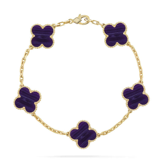 [Vintora]CLOVER 5 MOTIF PURPLE STRIPES BRACELET COLLECTION