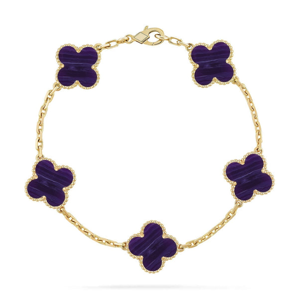[Vintora]CLOVER 5 MOTIF PURPLE STRIPES BRACELET COLLECTION