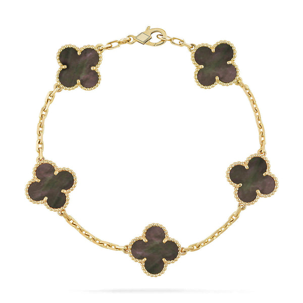 [Vintora] CLOVER 5 MOTIF GRAY MOP BRACELET COLLECTION