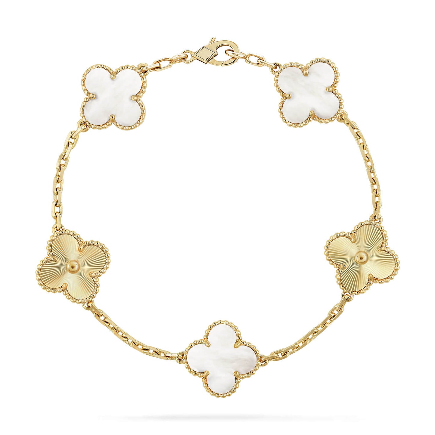 [Vintora]CLOVER WHITE PEARL MOP 5 MOTIF BRACELET COLLECTION