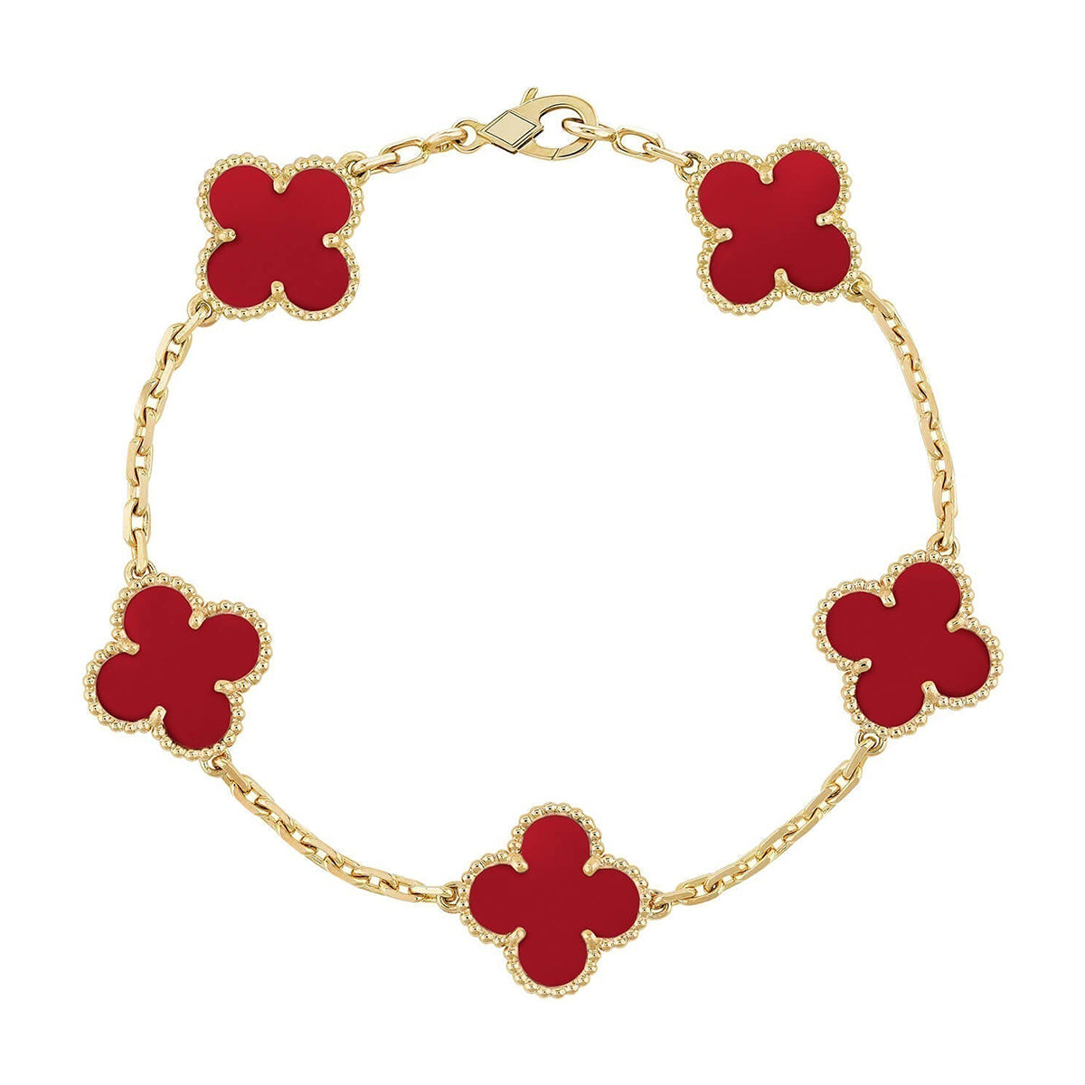 [Vintora] CLOVER 5 MOTIF RED CORNELIAN BRACELET COLLECTION