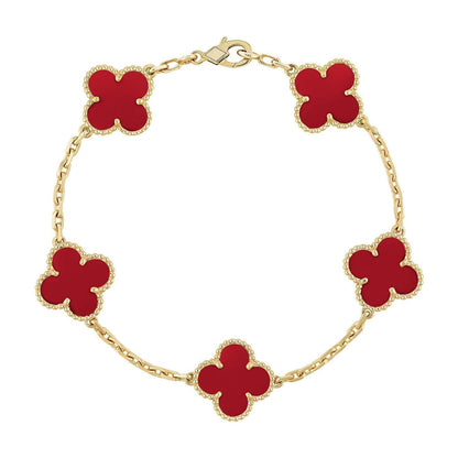 [Vintora] CLOVER 5 MOTIF RED CORNELIAN BRACELET COLLECTION