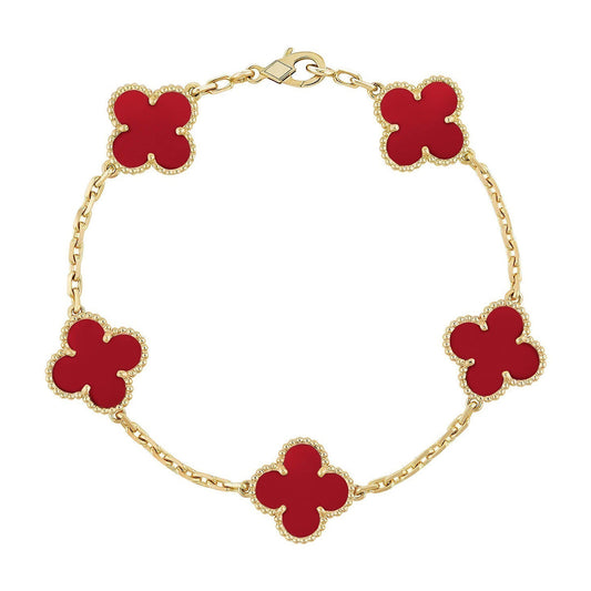 [Vintora] CLOVER 5 MOTIF RED CORNELIAN BRACELET COLLECTION