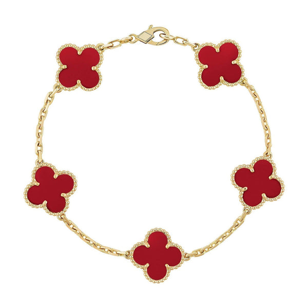 [Vintora] CLOVER 5 MOTIF RED CORNELIAN BRACELET COLLECTION