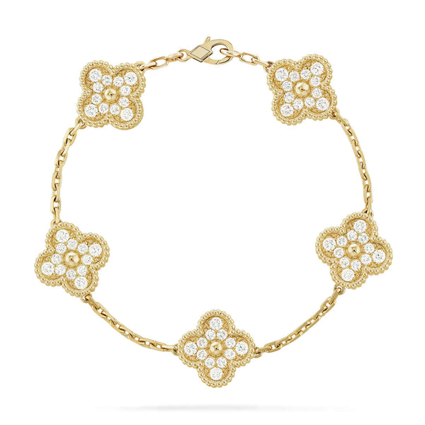 [Vintora] CLOVER 5 MOTIF FULL DIAMOND BRACELET COLLECTION