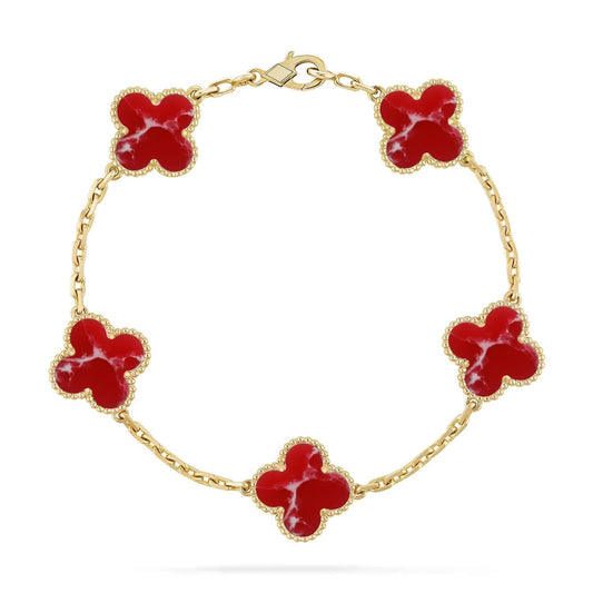 [Vintora]CLOVER 5 MOTIF RED PATTERN BRACELET COLLECTION