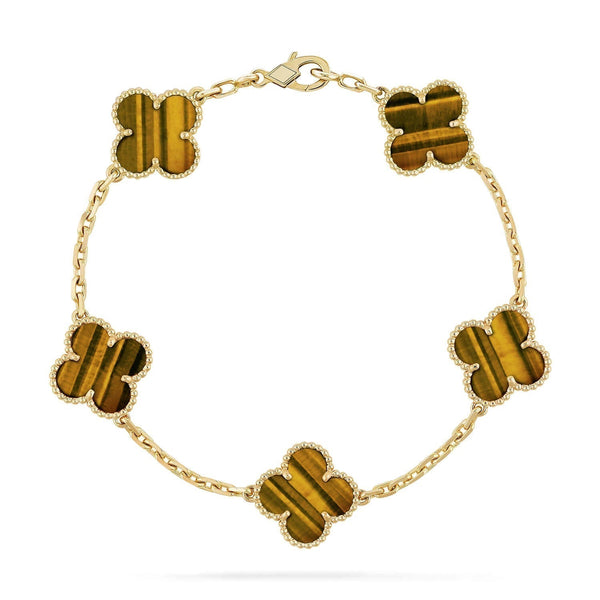 [Vintora] CLOVER 5 MOTIFS TIGER EYE BRACELET COLLECTION