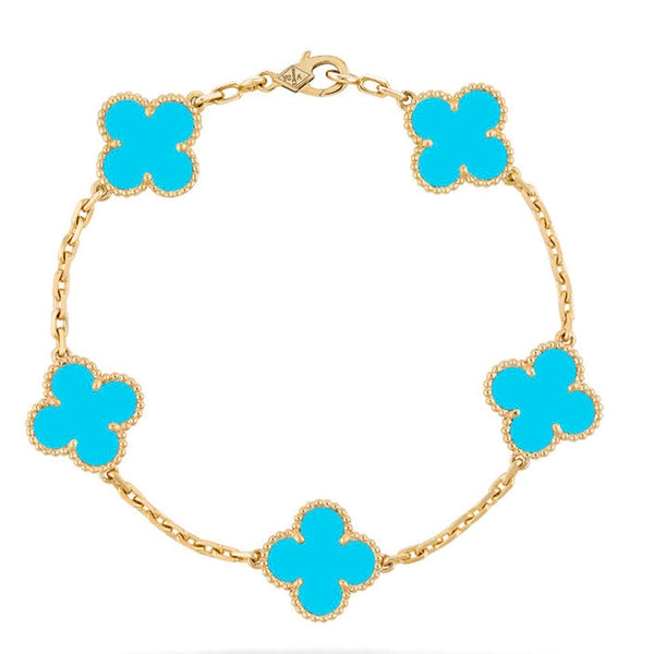 [Vintora] CLOVER 5 MOTIF TURQUOISE BRACELET COLLECTION