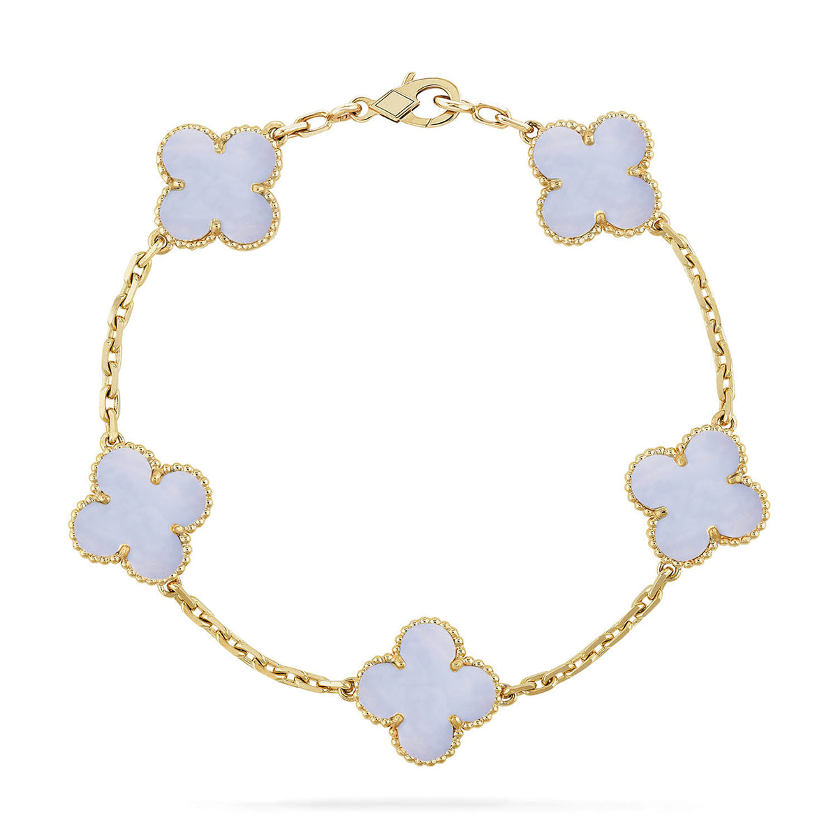 [Vintora] CLOVER 5 MOTIF PURPLE CHALCEDONY BRACELET COLLECTION