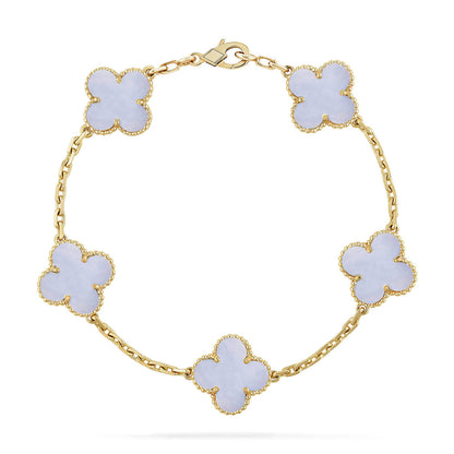 [Vintora] CLOVER 5 MOTIF PURPLE CHALCEDONY BRACELET COLLECTION