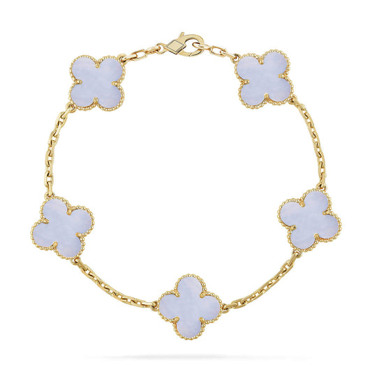 [Vintora] CLOVER 5 MOTIF PURPLE CHALCEDONY BRACELET COLLECTION