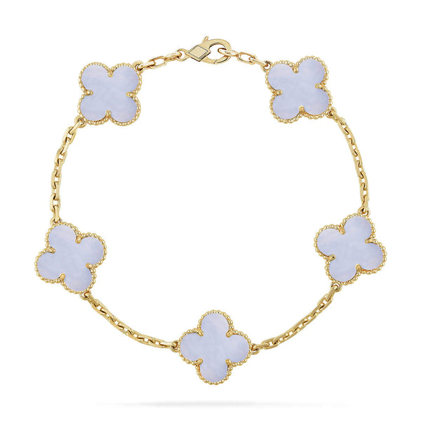 [Vintora] CLOVER 5 MOTIF PURPLE CHALCEDONY BRACELET COLLECTION