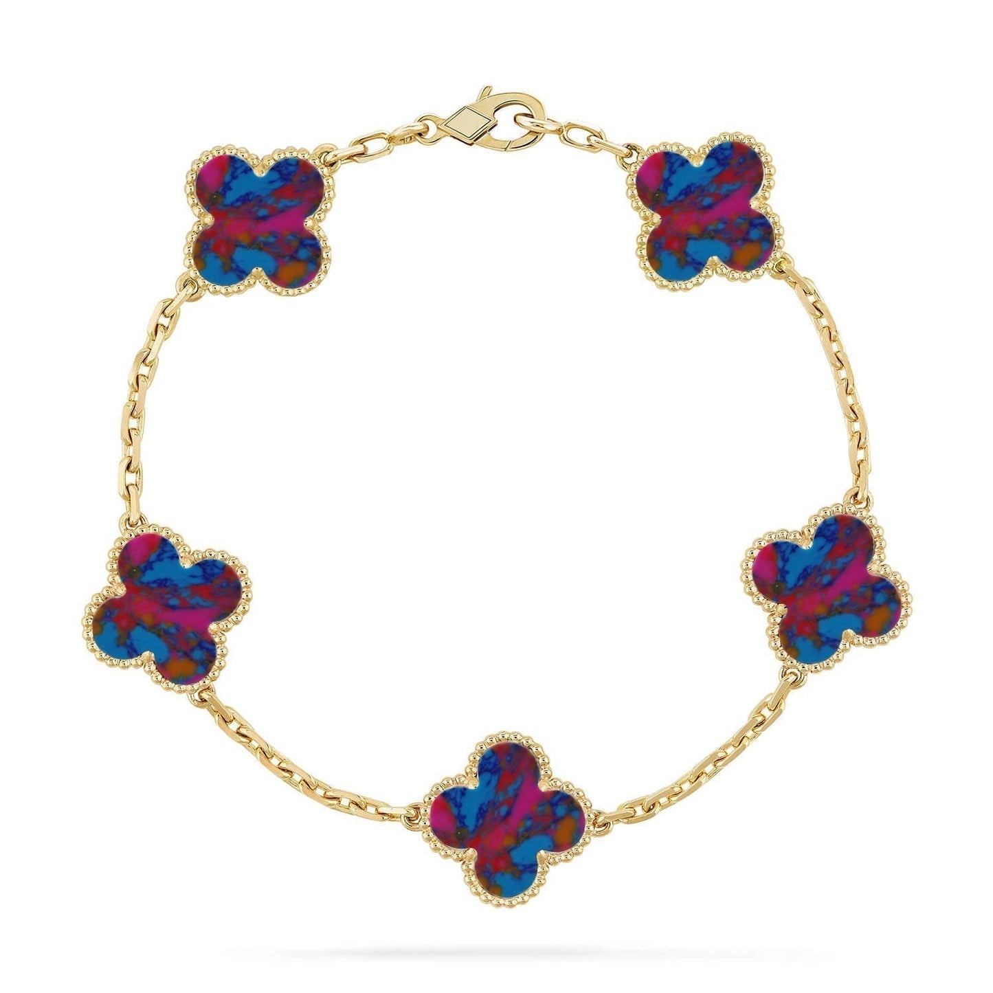 [Vintora]CLOVER 5 MOTIF COLOR GEMSTONES BRACELET COLLECTION