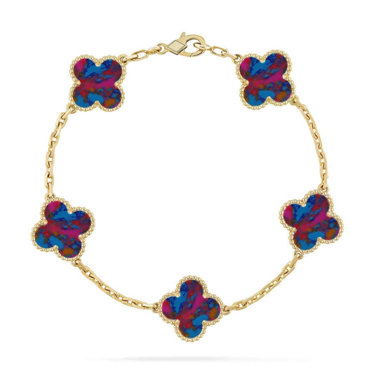[Vintora]CLOVER 5 MOTIF COLOR GEMSTONES BRACELET COLLECTION