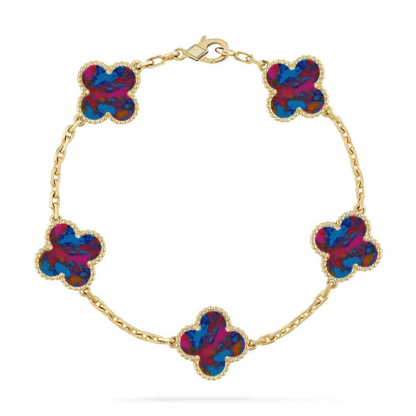 [Vintora]CLOVER 5 MOTIF COLOR GEMSTONES BRACELET COLLECTION