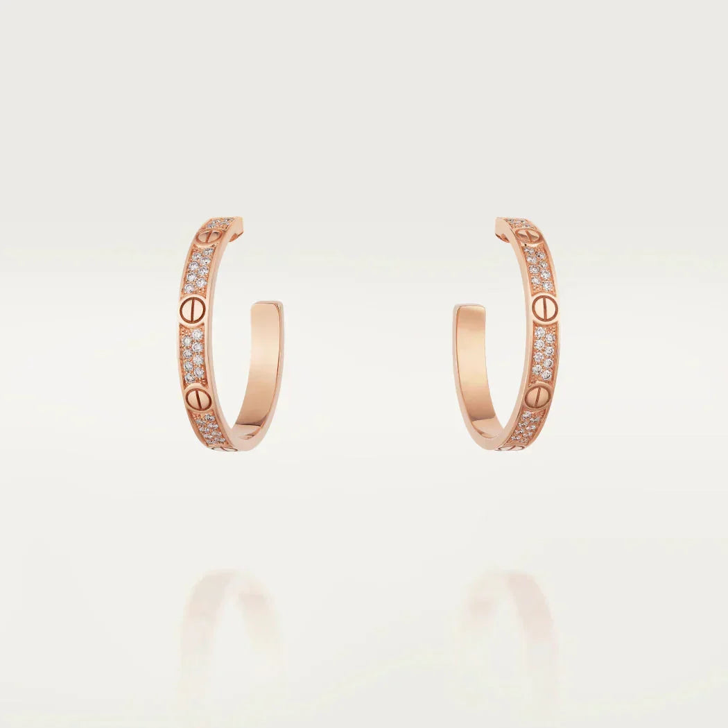 [Vintora]LOVE DIAMOND PINK GOLD HOOP EARRINGS