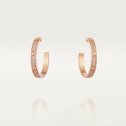 [Vintora]LOVE DIAMOND PINK GOLD HOOP EARRINGS