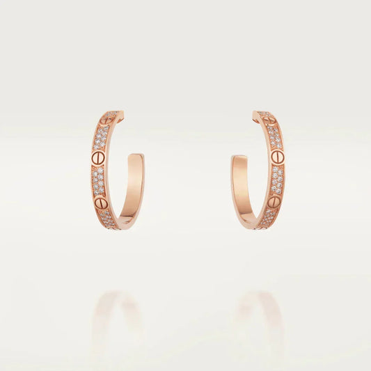 [Vintora]LOVE DIAMOND PINK GOLD HOOP EARRINGS