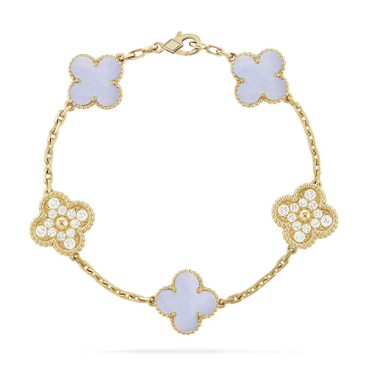 [Vintora] CLOVER 5 MOTIF PURPLE CHALCEDONY BRACELET COLLECTION